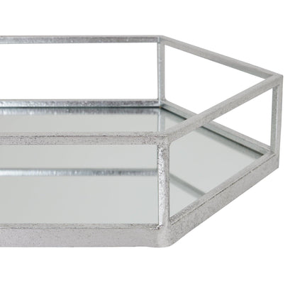 Silver Hexagon Set Of Two Trays - Eudemonia Home Goods