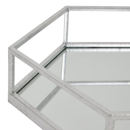 Silver Hexagon Set Of Two Trays - Eudemonia Home Goods