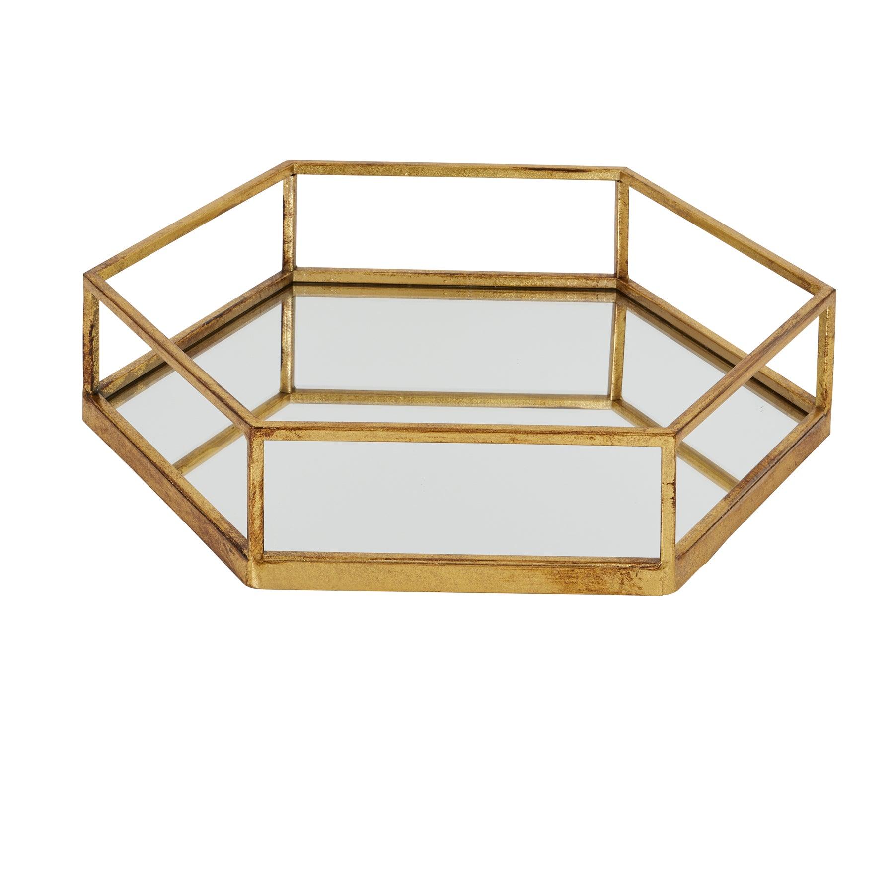 Gold Hexagon Set Of Two Trays - Eudemonia Home Goods