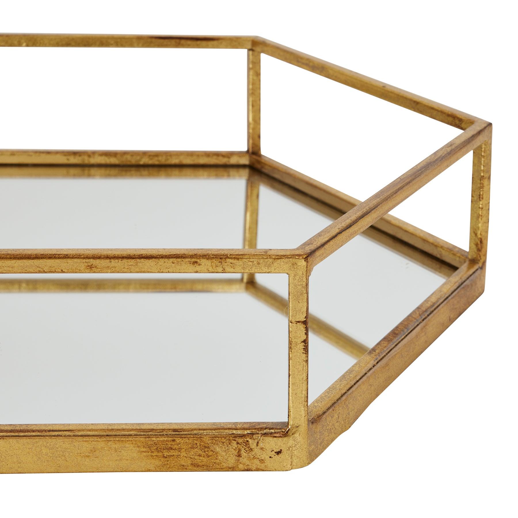 Gold Hexagon Set Of Two Trays - Eudemonia Home Goods