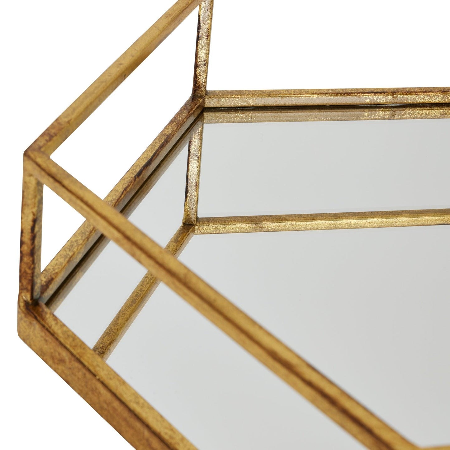 Gold Hexagon Set Of Two Trays - Eudemonia Home Goods