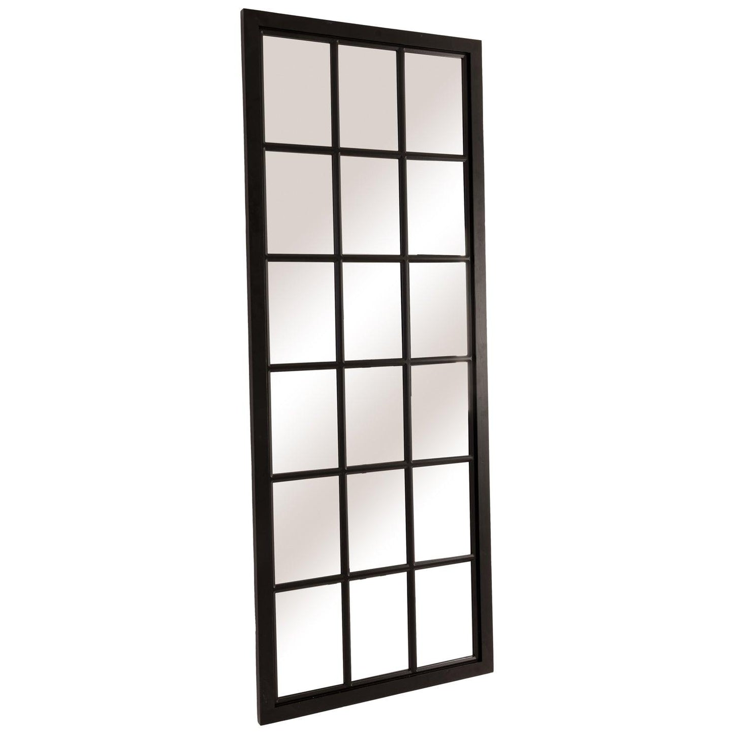 Tall Black Wooden Window Mirror - Eudemonia Home Goods