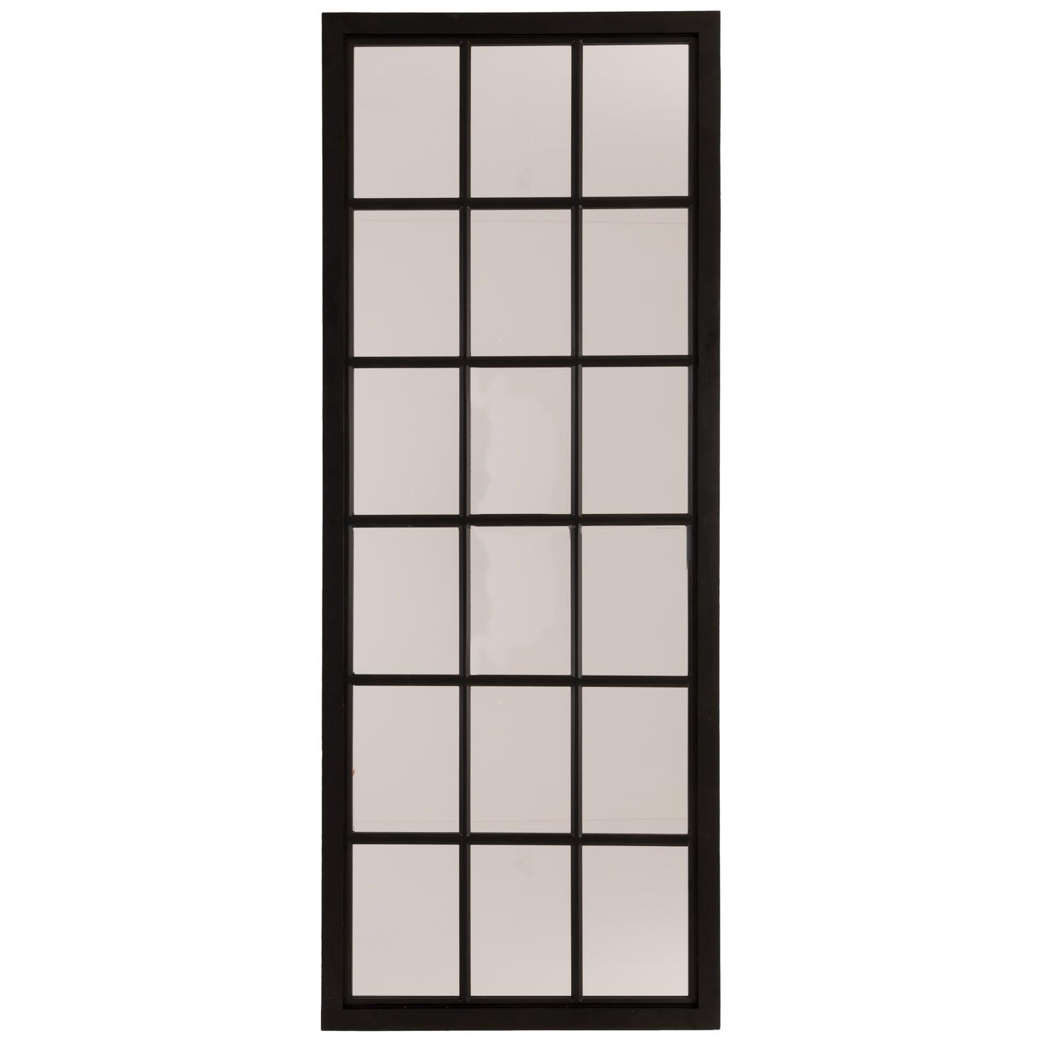 Tall Black Wooden Window Mirror - Eudemonia Home Goods