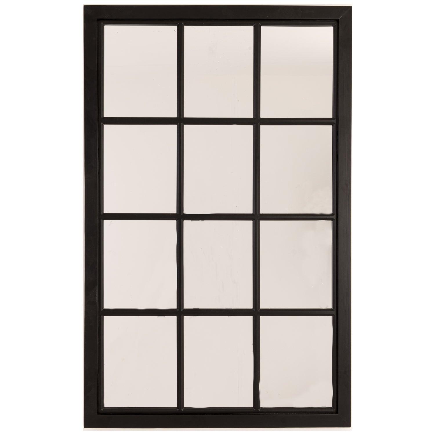 Black Wooden Window Mirror - Eudemonia Home Goods