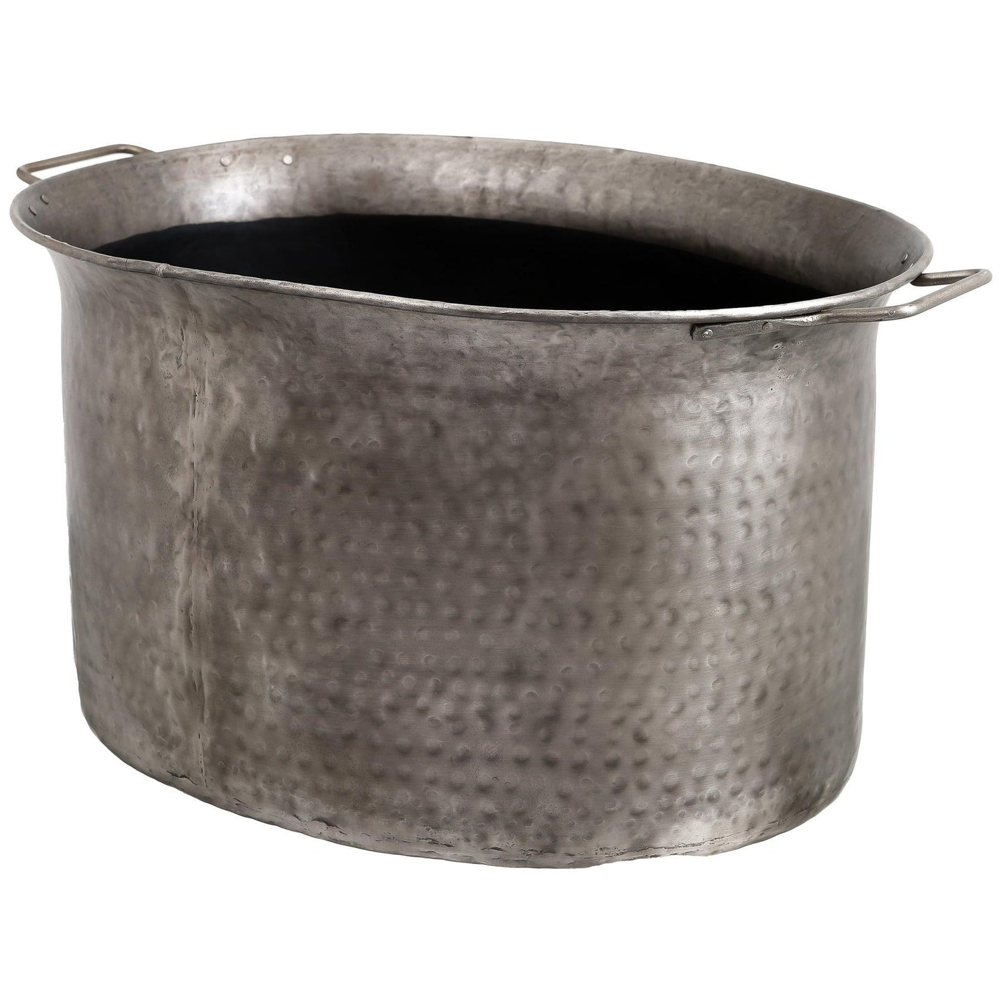 Large Antique Pewter Log Basket - Eudemonia Home Goods