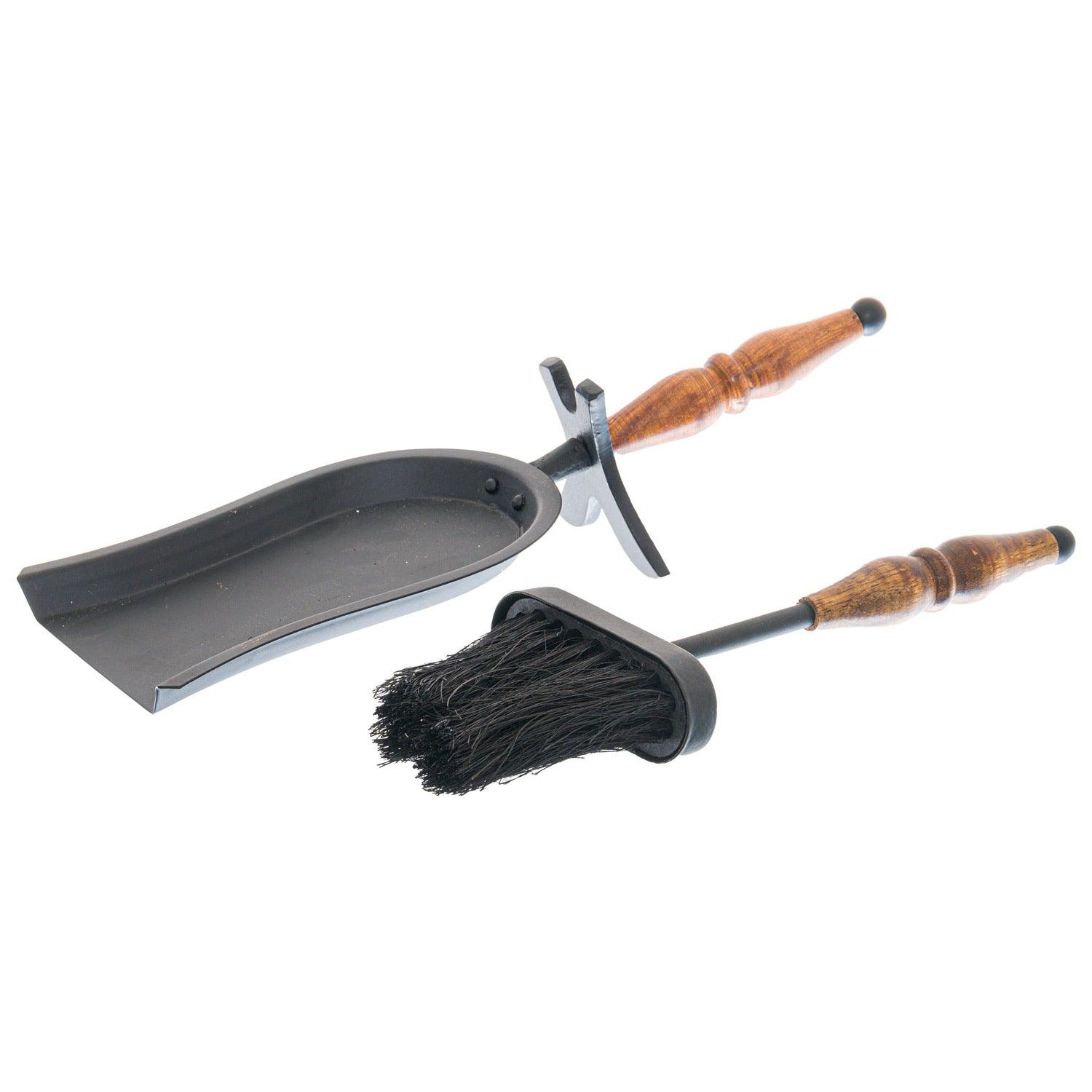 Hand Turned Hearth Tidy With Wooden Handle - Eudemonia Home Goods