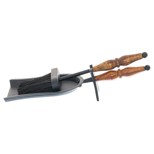 Hand Turned Hearth Tidy With Wooden Handle - Eudemonia Home Goods