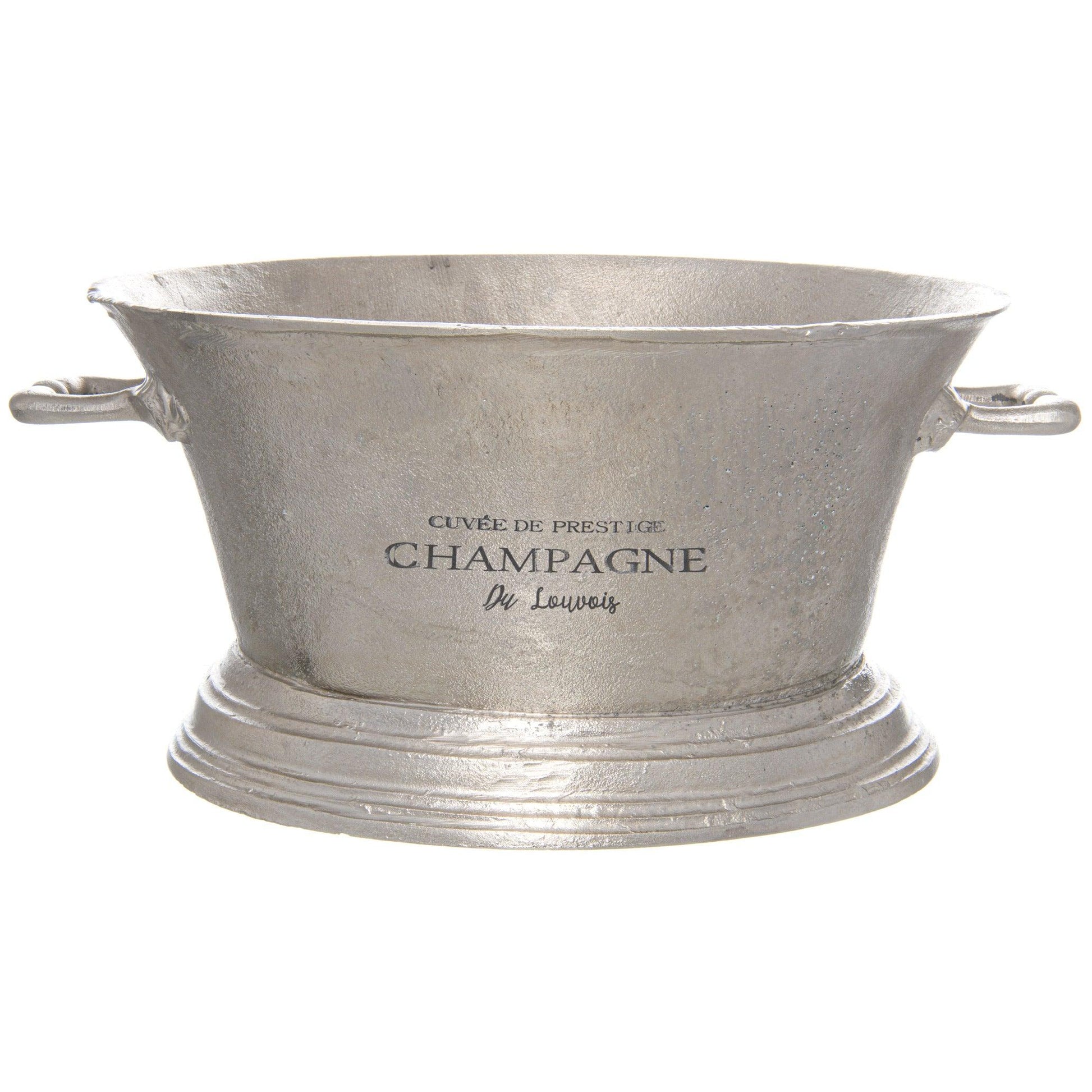 Large Antique Pewter Champagne Cooler - Eudemonia Home Goods