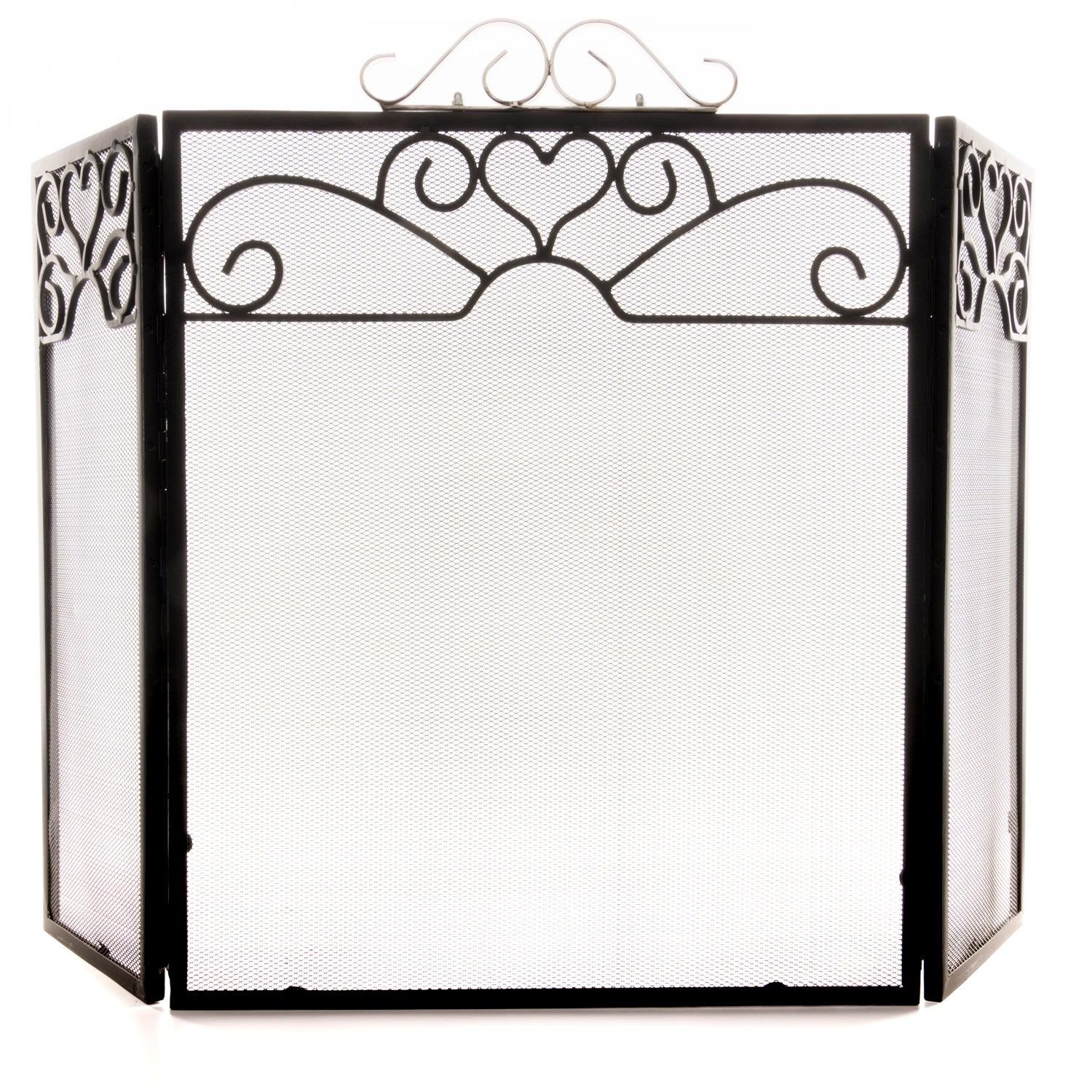 Chrome Topped Three Fold Fire Screen - Eudemonia Home Goods