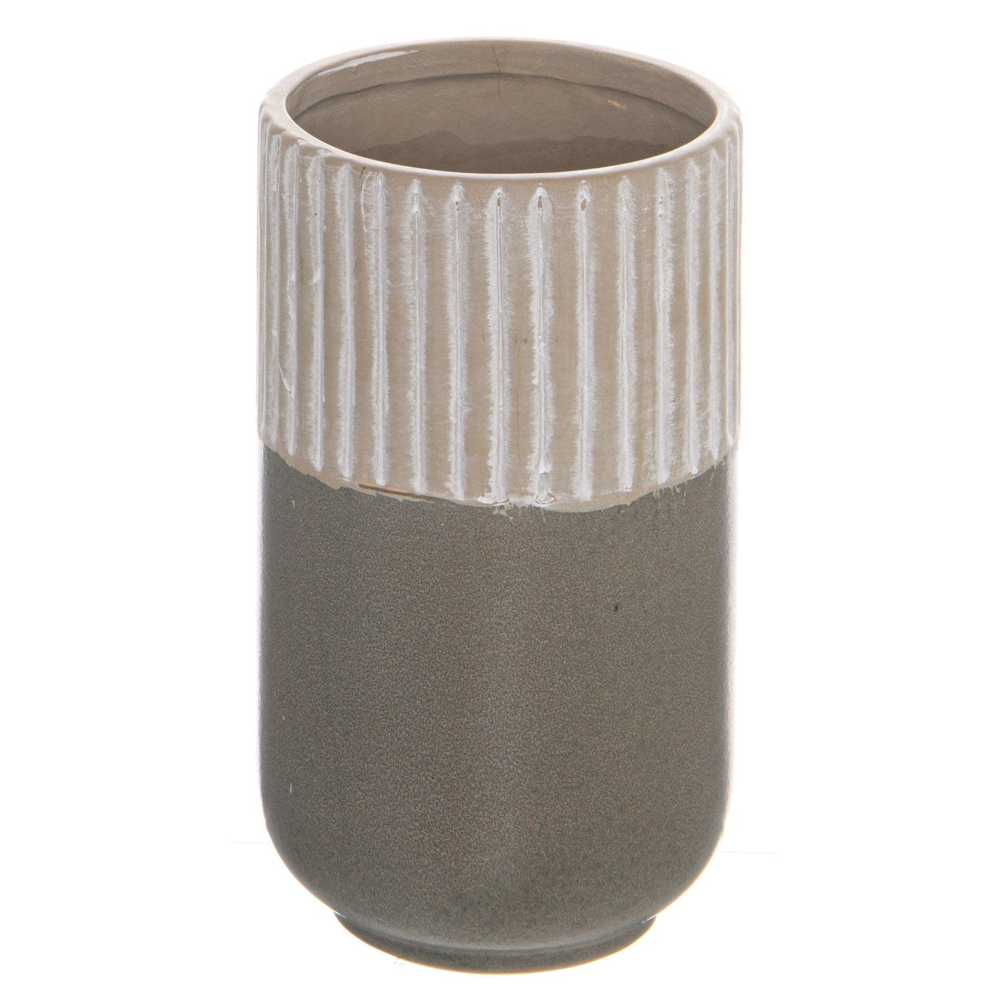 Mason Collection Grey Ceramic Straight Vase - Eudemonia Home Goods