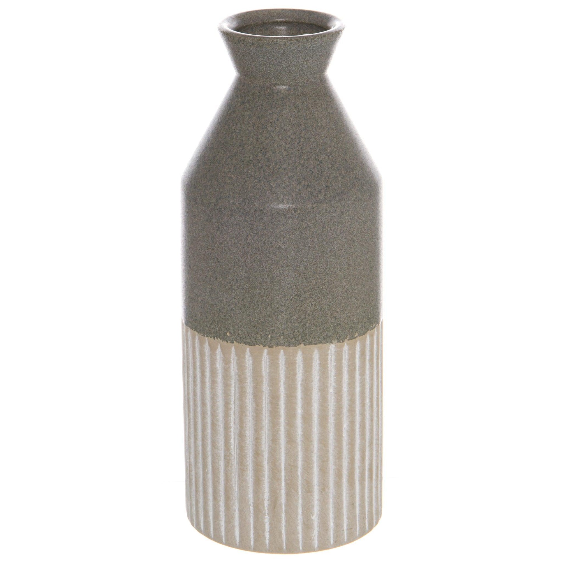 Mason Collection Grey Ceramic Ellipse Vase - Eudemonia Home Goods