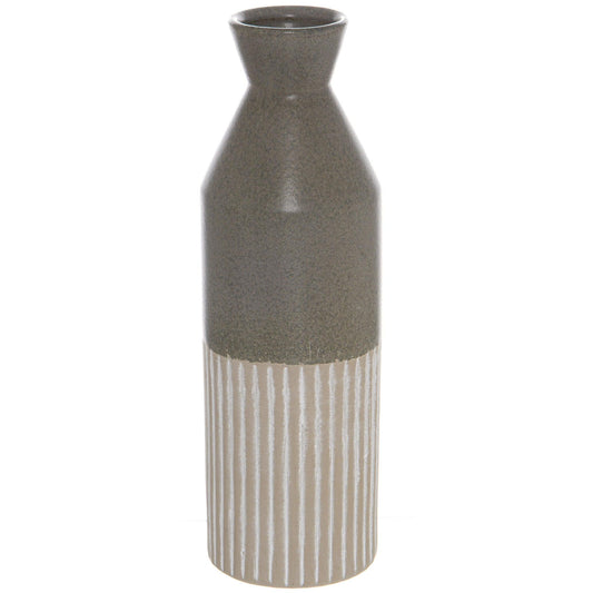 Mason Collection Grey Ceramic Ellipse Tall Vase - Eudemonia Home Goods