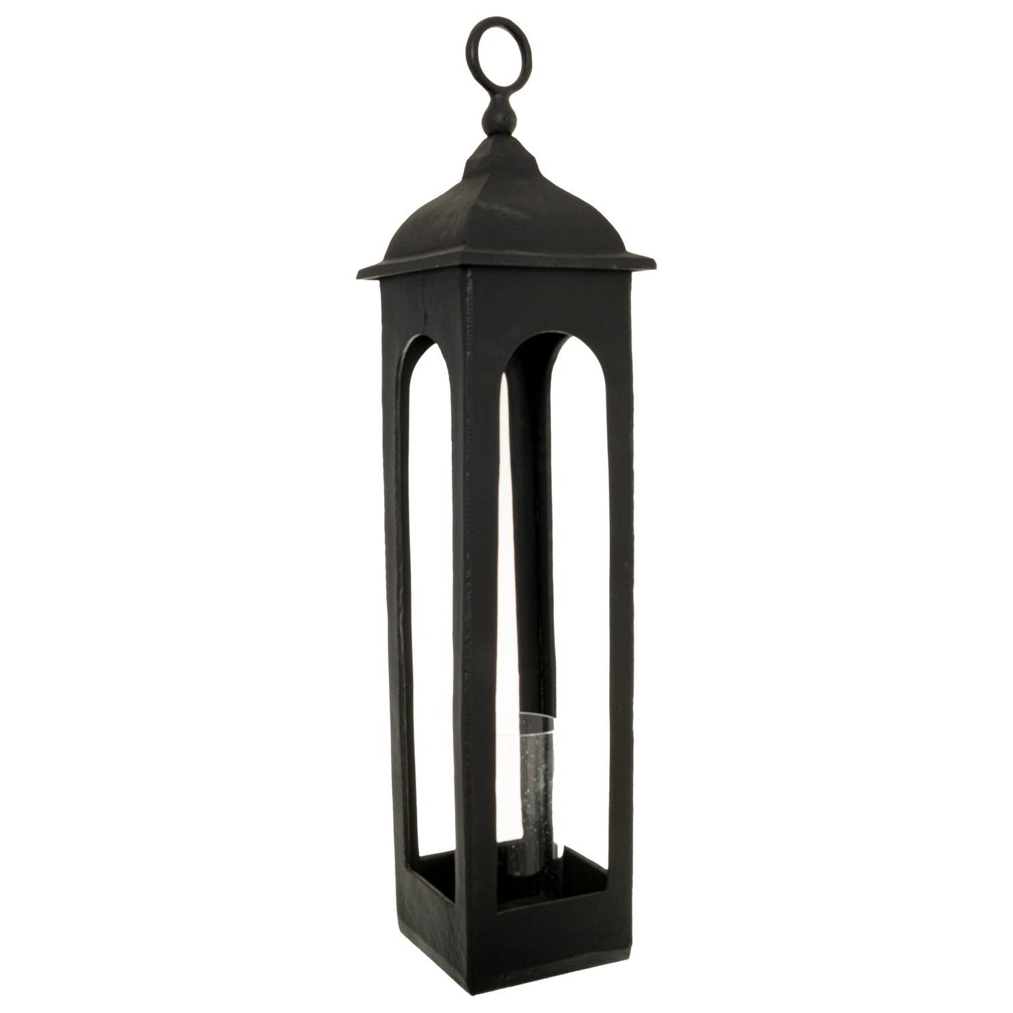 Farrah Collection Black Cast Tall Loop Top Lantern - Eudemonia Home Goods