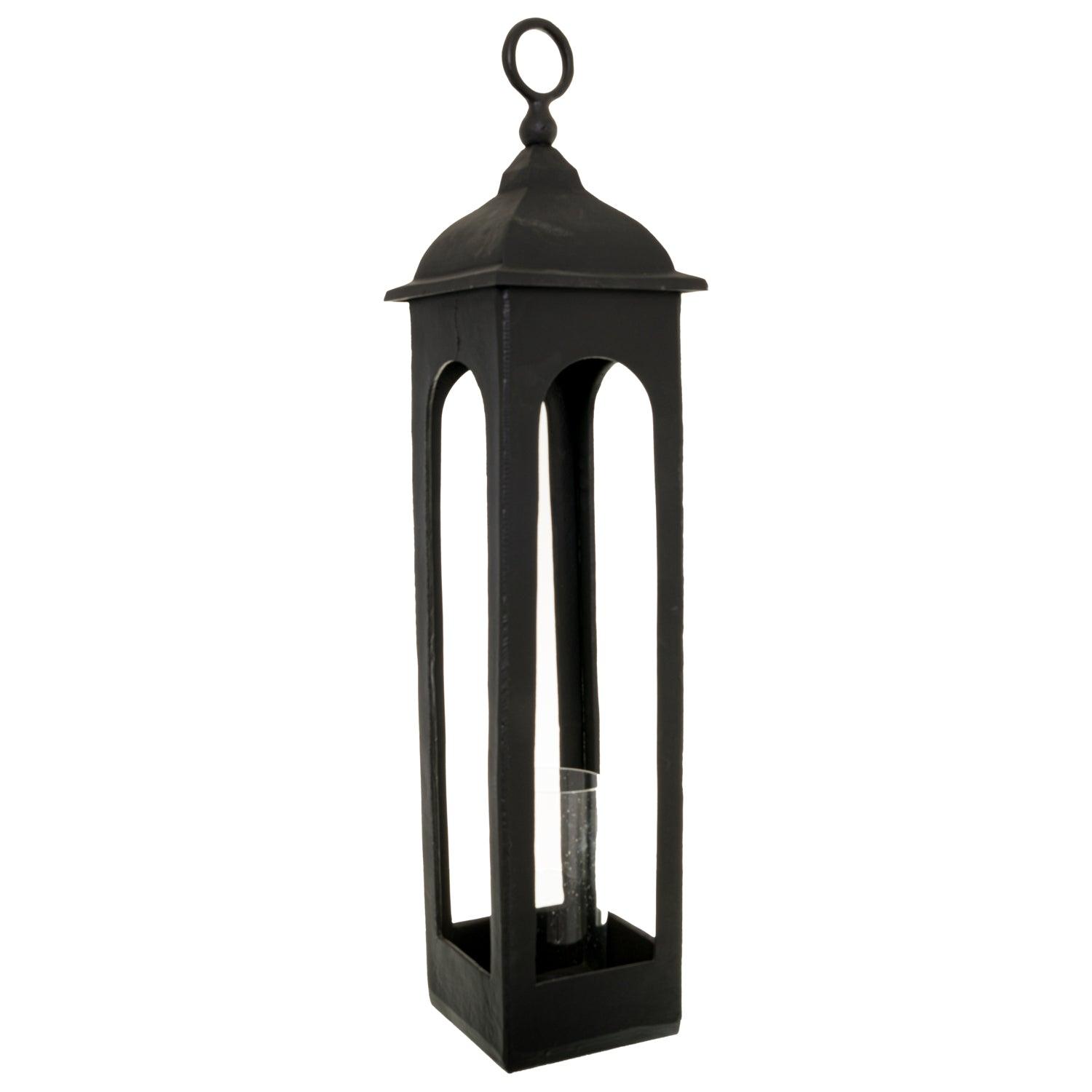 Farrah Collection Black Cast Tall Loop Top Lantern - Eudemonia Home Goods