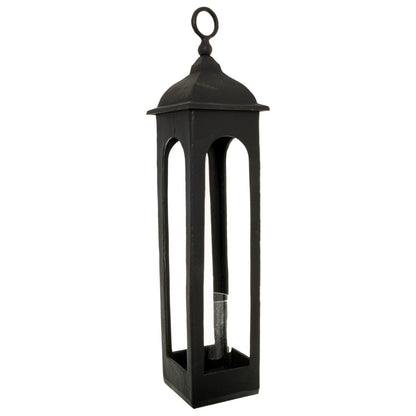 Farrah Collection Black Cast Tall Loop Top Lantern - Eudemonia Home Goods
