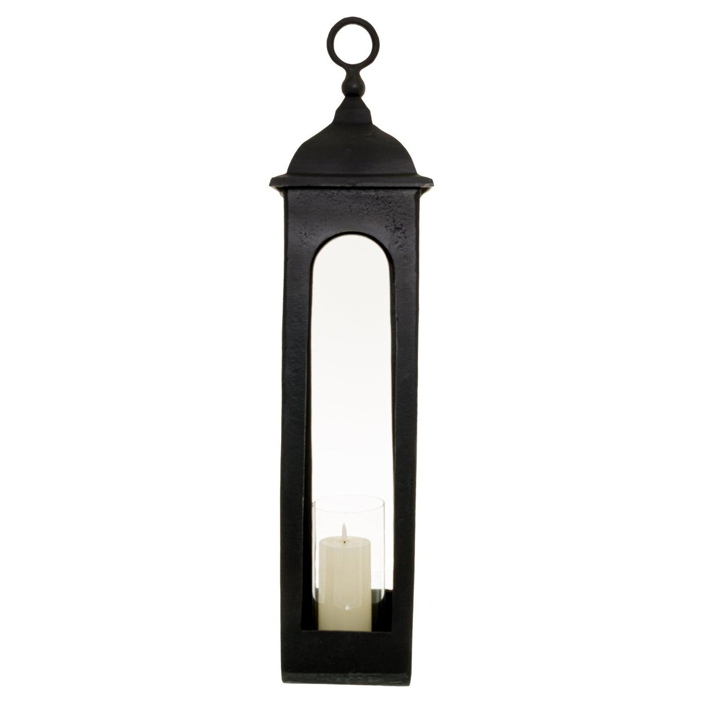Farrah Collection Black Cast Tall Loop Top Lantern - Eudemonia Home Goods