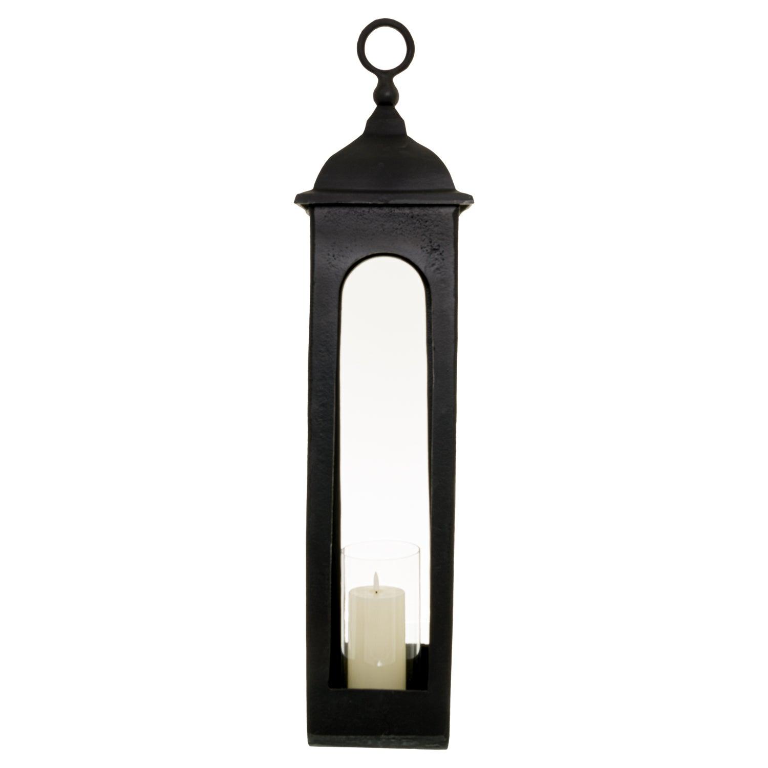Farrah Collection Black Cast Tall Loop Top Lantern - Eudemonia Home Goods