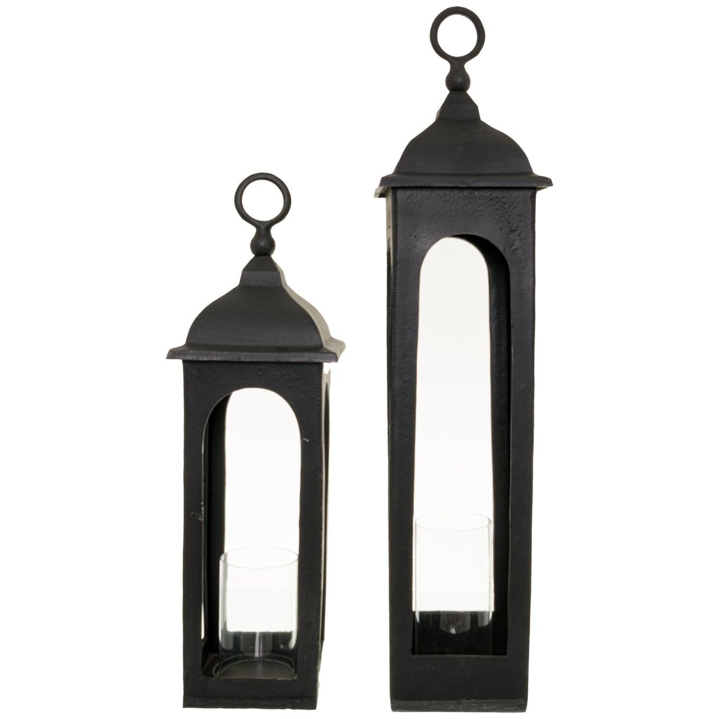 Farrah Collection Black Cast Tall Loop Top Lantern - Eudemonia Home Goods