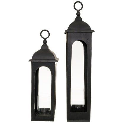Farrah Collection Black Cast Tall Loop Top Lantern - Eudemonia Home Goods