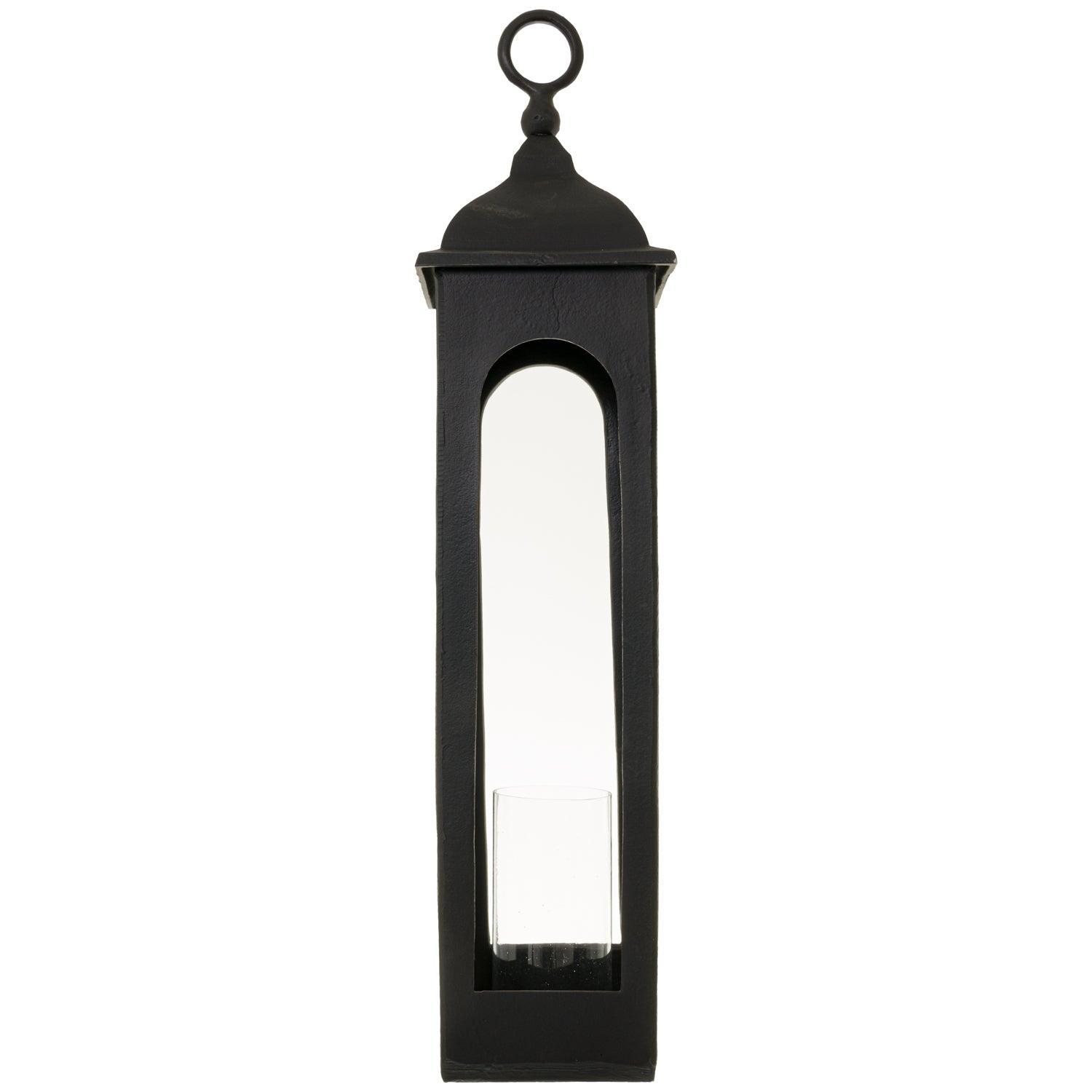 Farrah Collection Black Cast Tall Loop Top Lantern - Eudemonia Home Goods