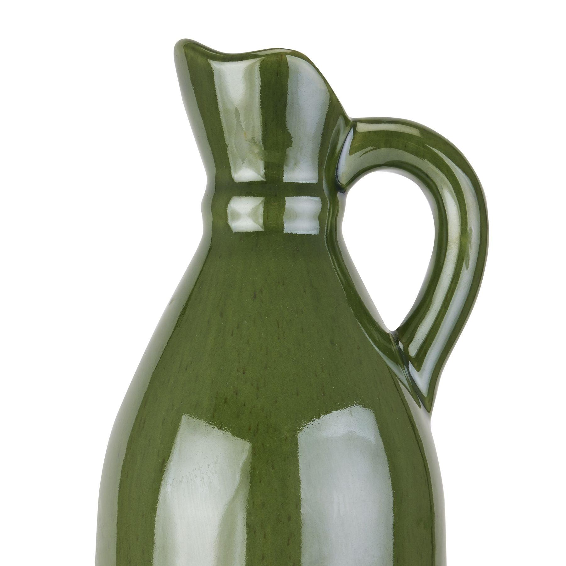 Decorative Tall Olive Stoneware Jug - Eudemonia Home Goods