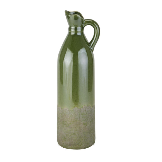 Decorative Tall Olive Stoneware Jug - Eudemonia Home Goods