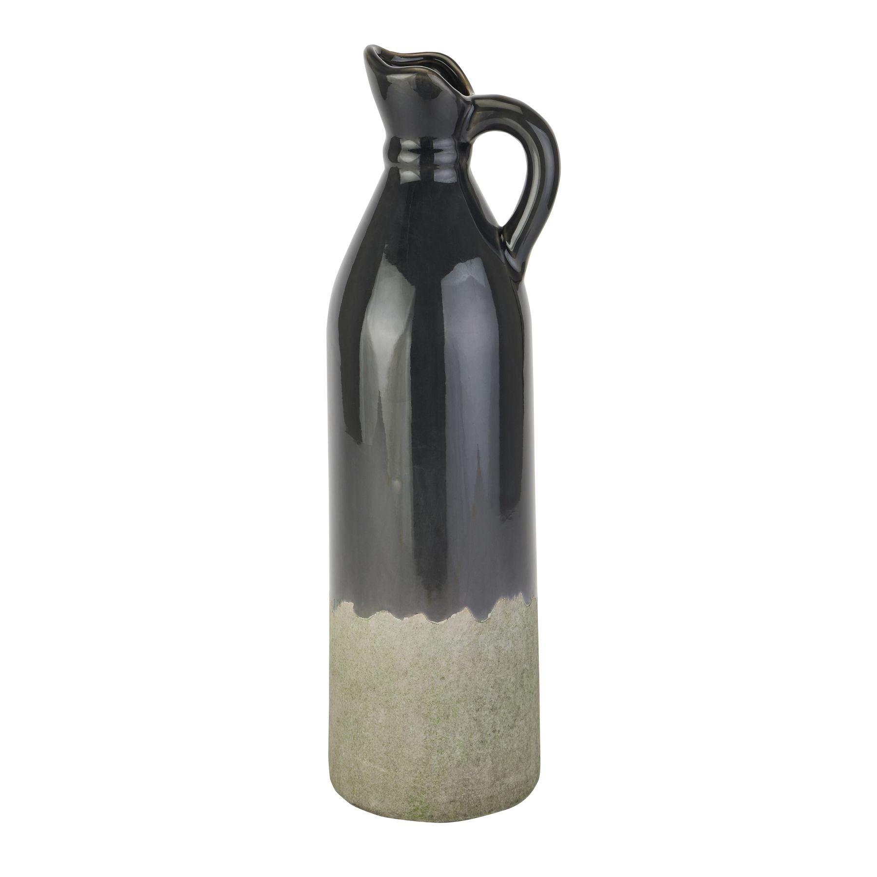 Decorative Tall Navy Stoneware Jug - Eudemonia Home Goods