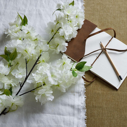 Large White Full Cherry Blossom Stem - Eudemonia Home Goods