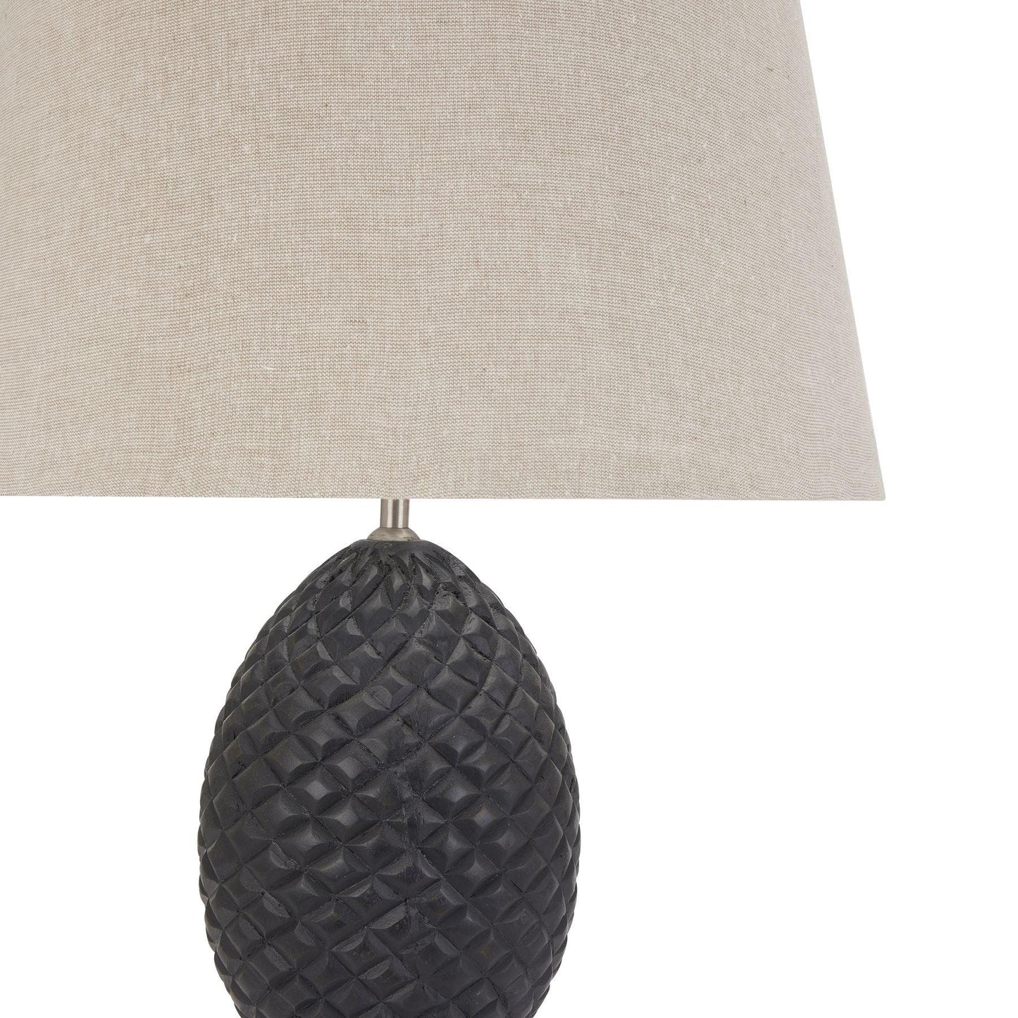 Delaney Grey Pineapple Lamp With Linen Shade - Eudemonia Home Goods