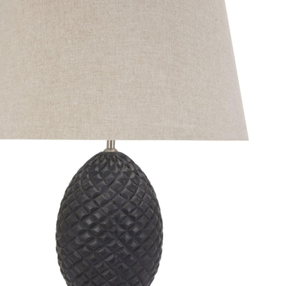 Delaney Grey Pineapple Lamp With Linen Shade - Eudemonia Home Goods