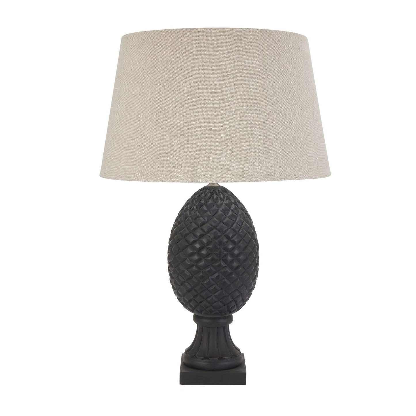 Delaney Grey Pineapple Lamp With Linen Shade - Eudemonia Home Goods