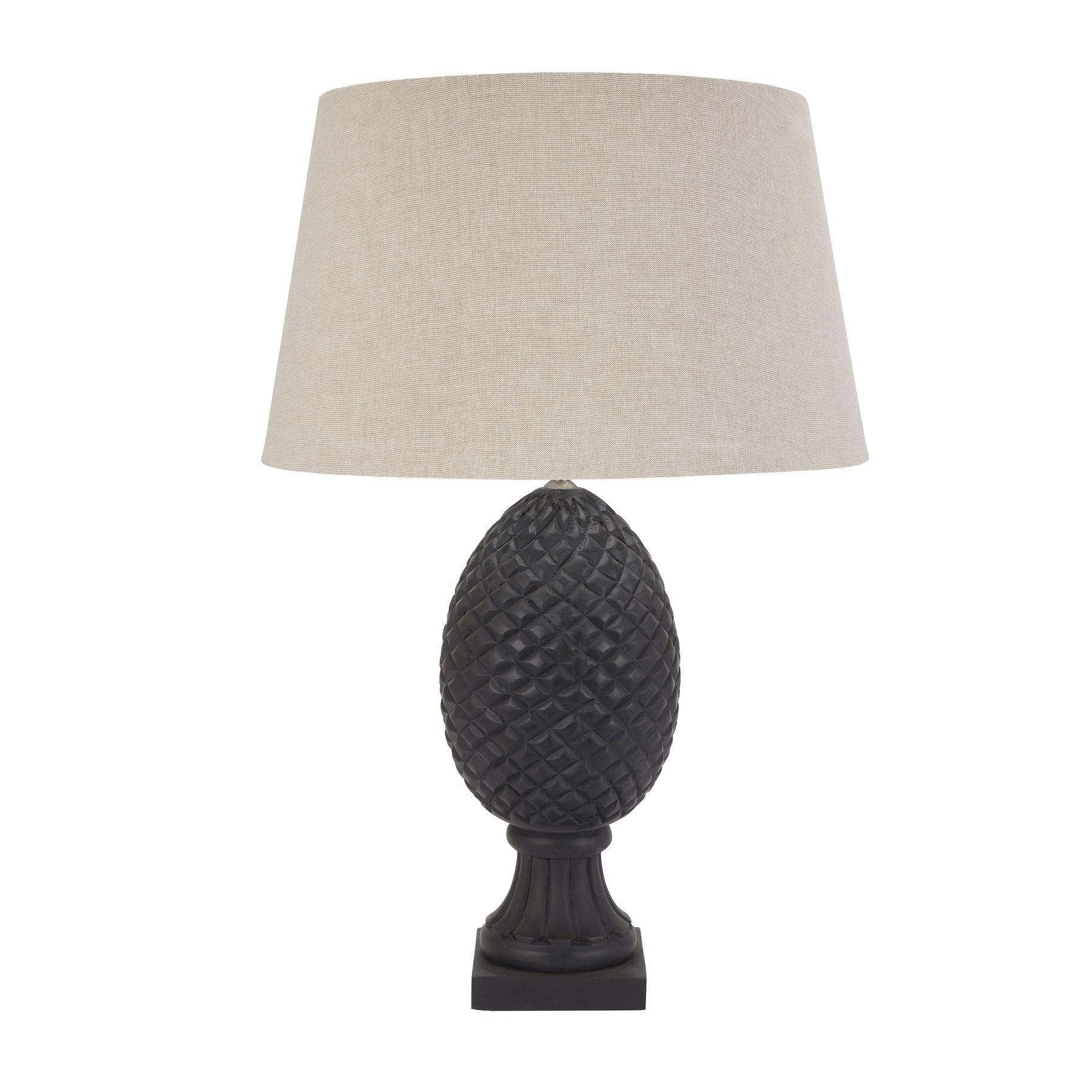 Delaney Grey Pineapple Lamp With Linen Shade - Eudemonia Home Goods