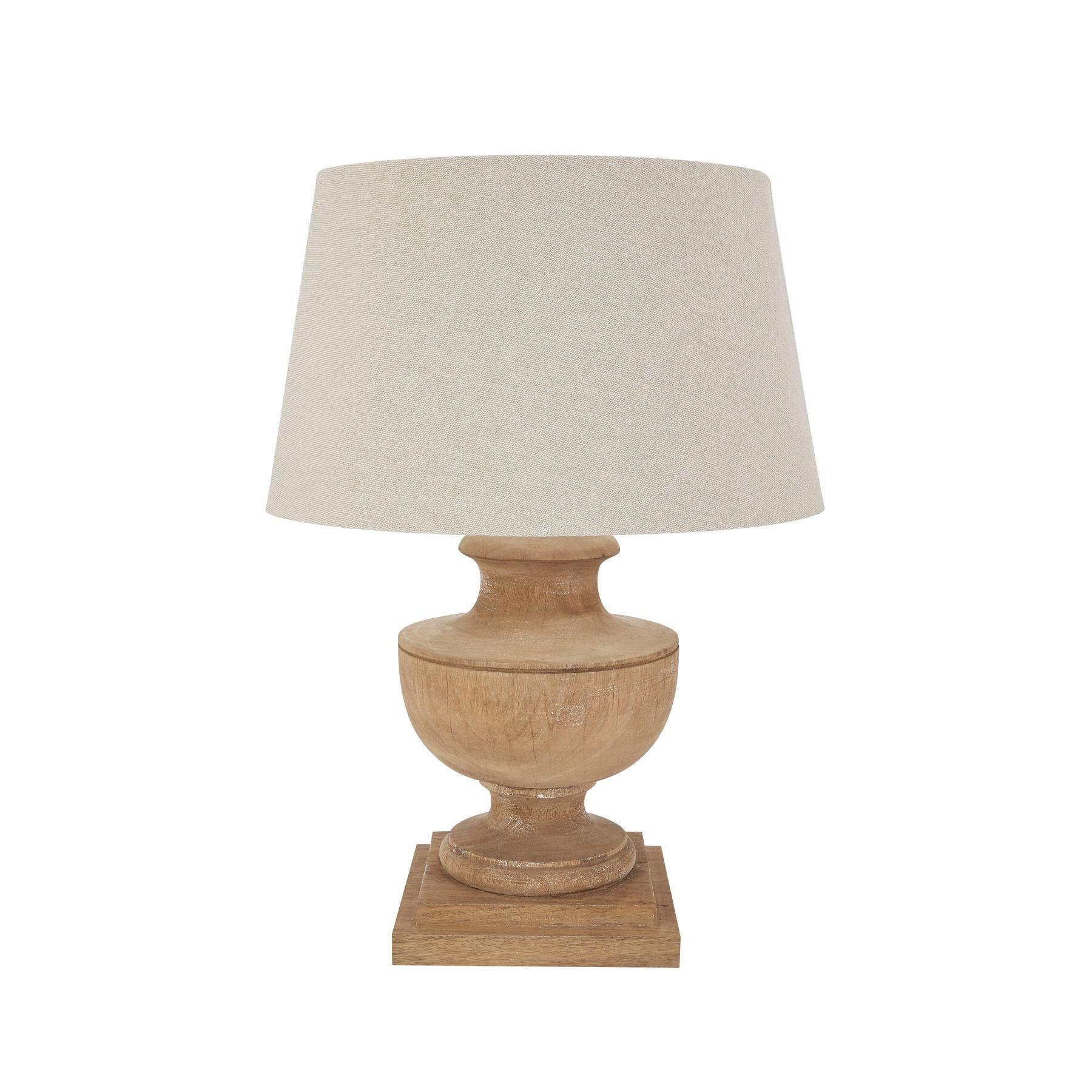 Delaney Natural Wash Urn Lamp With Linen Shade - Eudemonia Home Goods