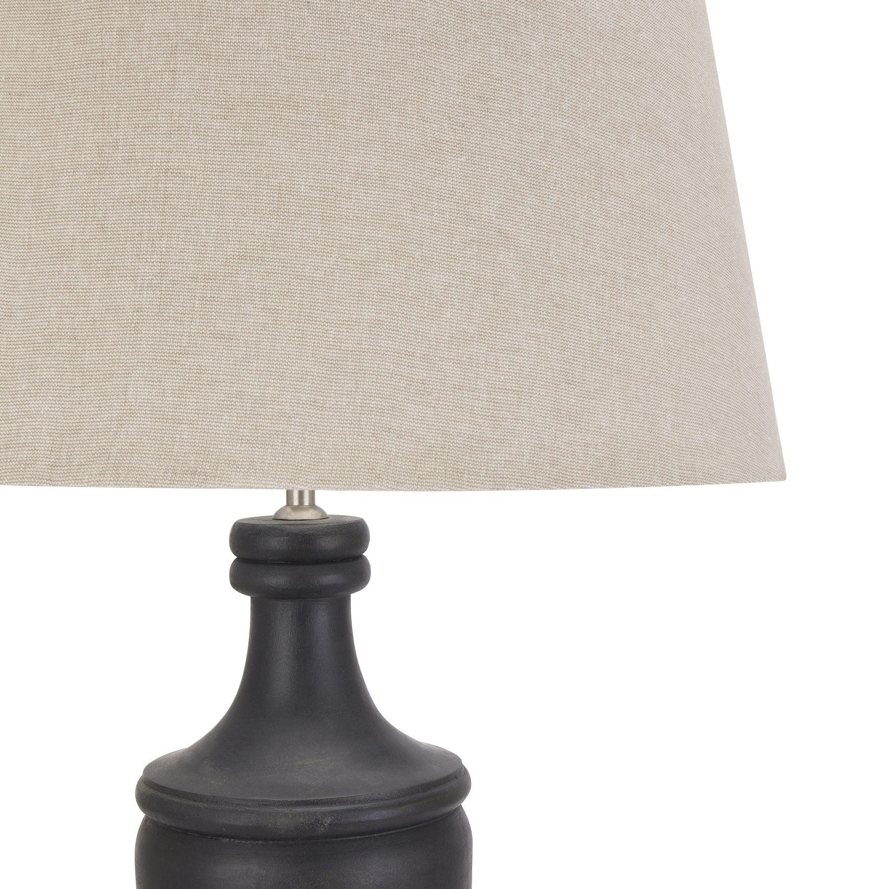 Delaney Grey Pillar Lamp With Linen Shade - Eudemonia Home Goods