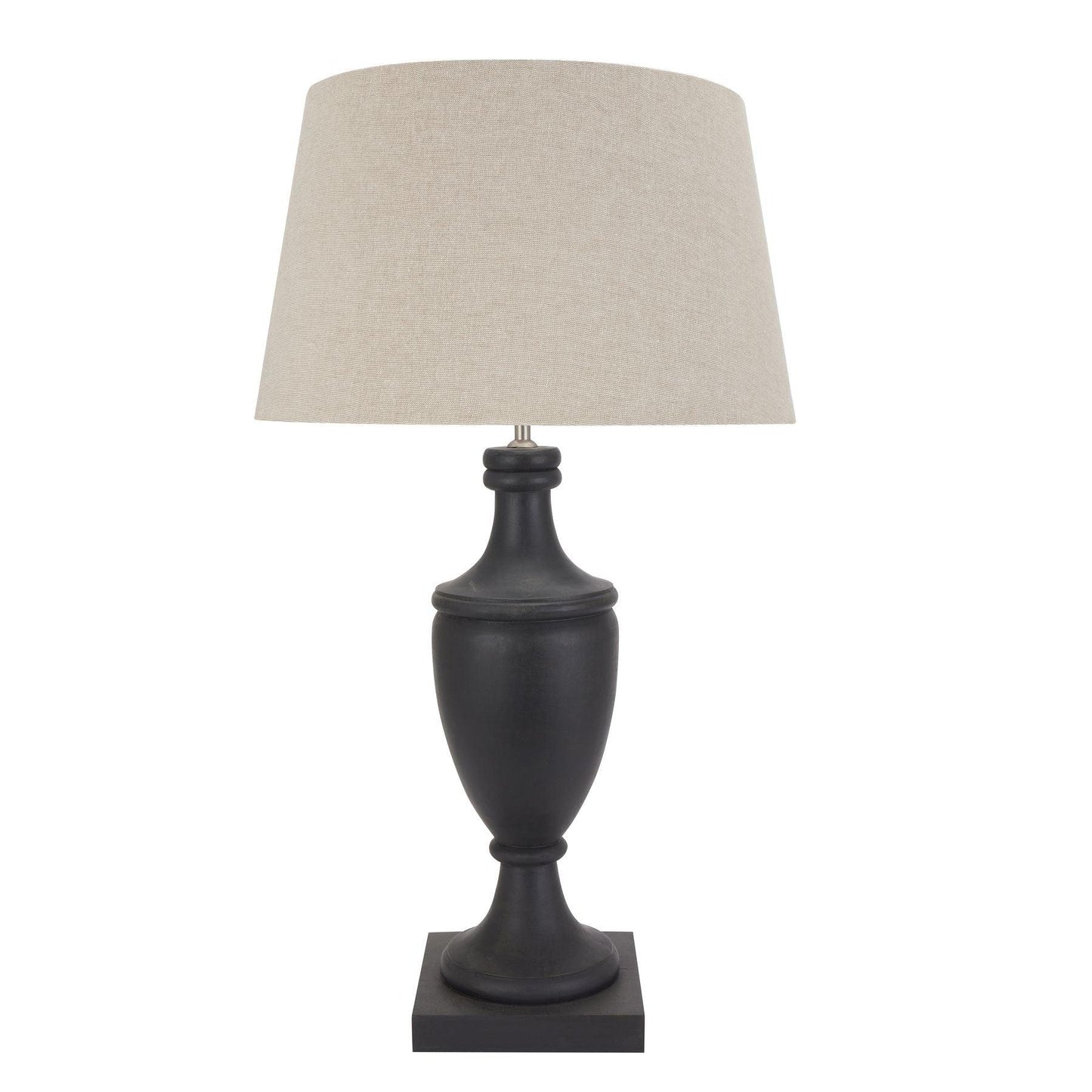 Delaney Grey Pillar Lamp With Linen Shade - Eudemonia Home Goods
