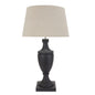 Delaney Grey Pillar Lamp With Linen Shade - Eudemonia Home Goods