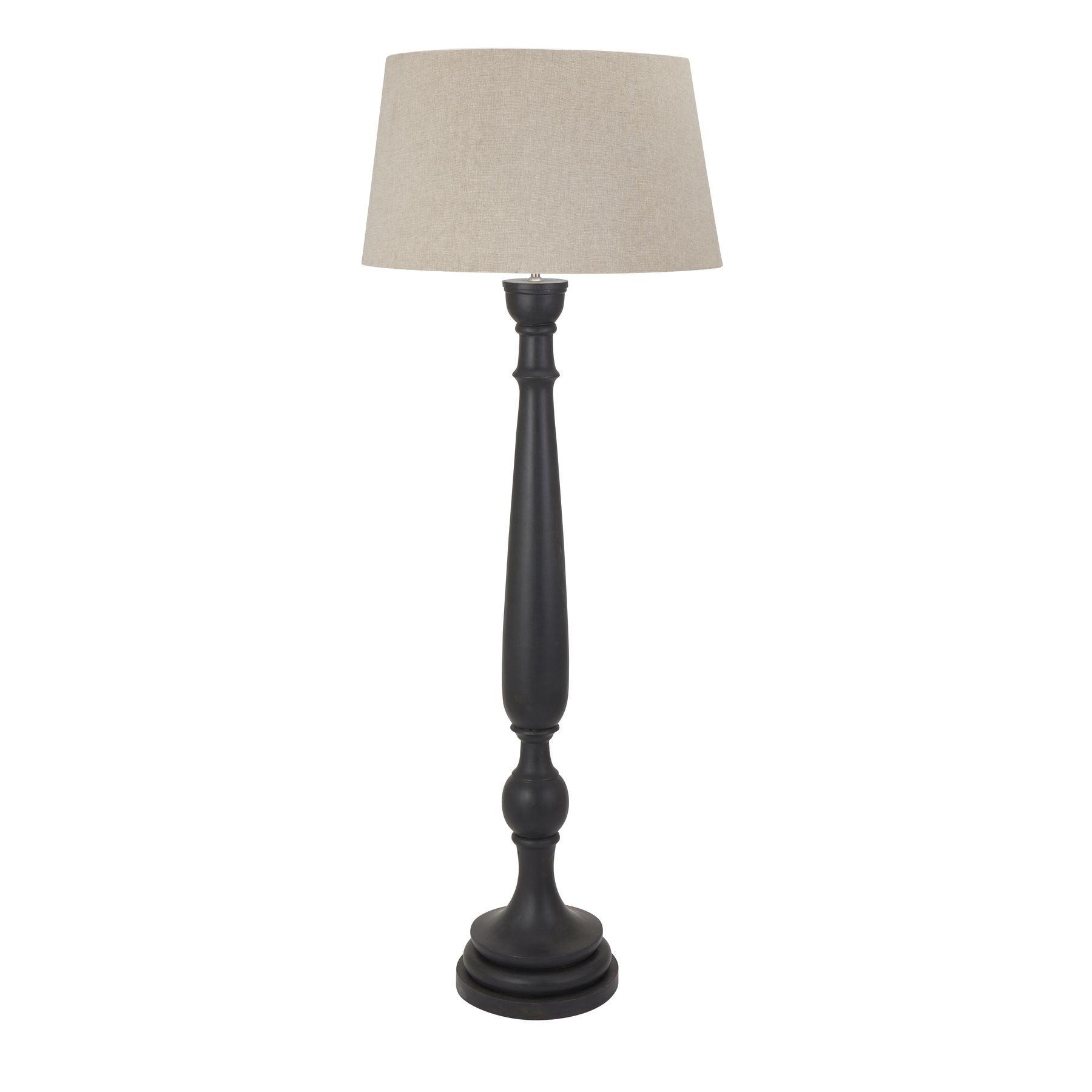 Delaney Grey Droplet Floor Lamp With Linen Shade - Eudemonia Home Goods