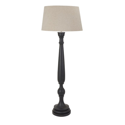 Delaney Grey Droplet Floor Lamp With Linen Shade - Eudemonia Home Goods