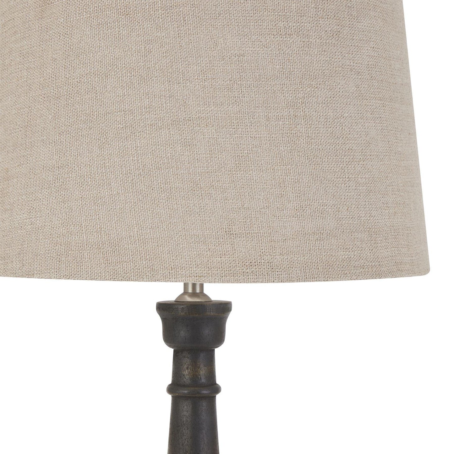 Delaney Grey Bead Candlestick Lamp With Linen Shade - Eudemonia Home Goods