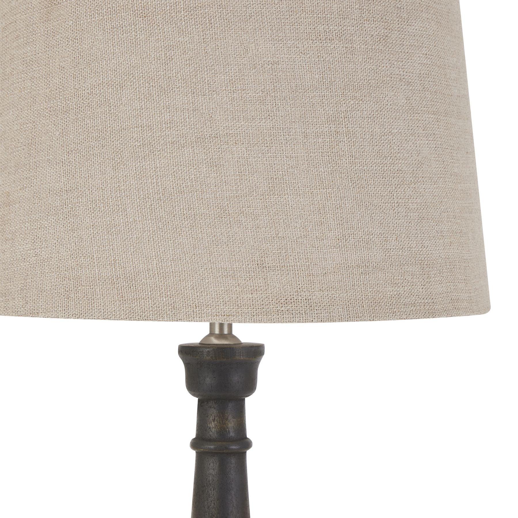 Delaney Grey Bead Candlestick Lamp With Linen Shade - Eudemonia Home Goods
