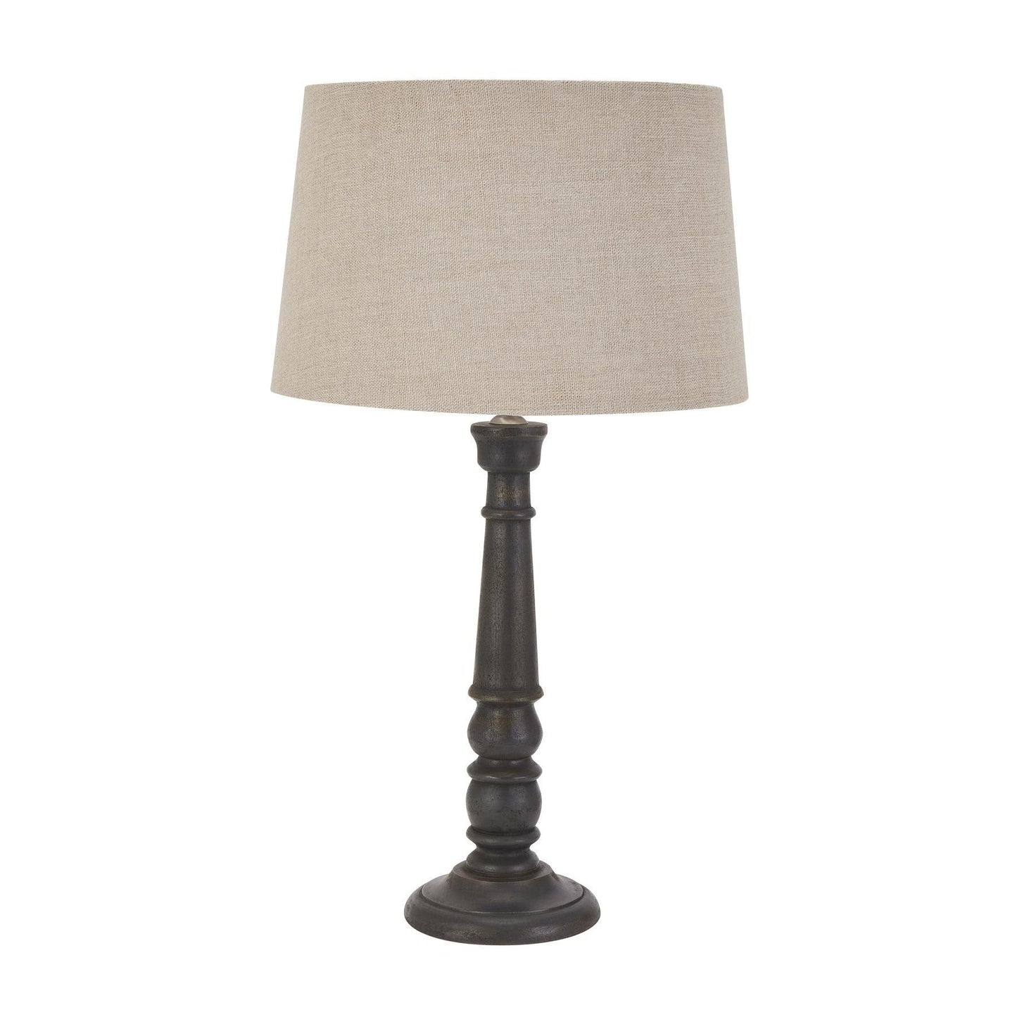 Delaney Grey Bead Candlestick Lamp With Linen Shade - Eudemonia Home Goods