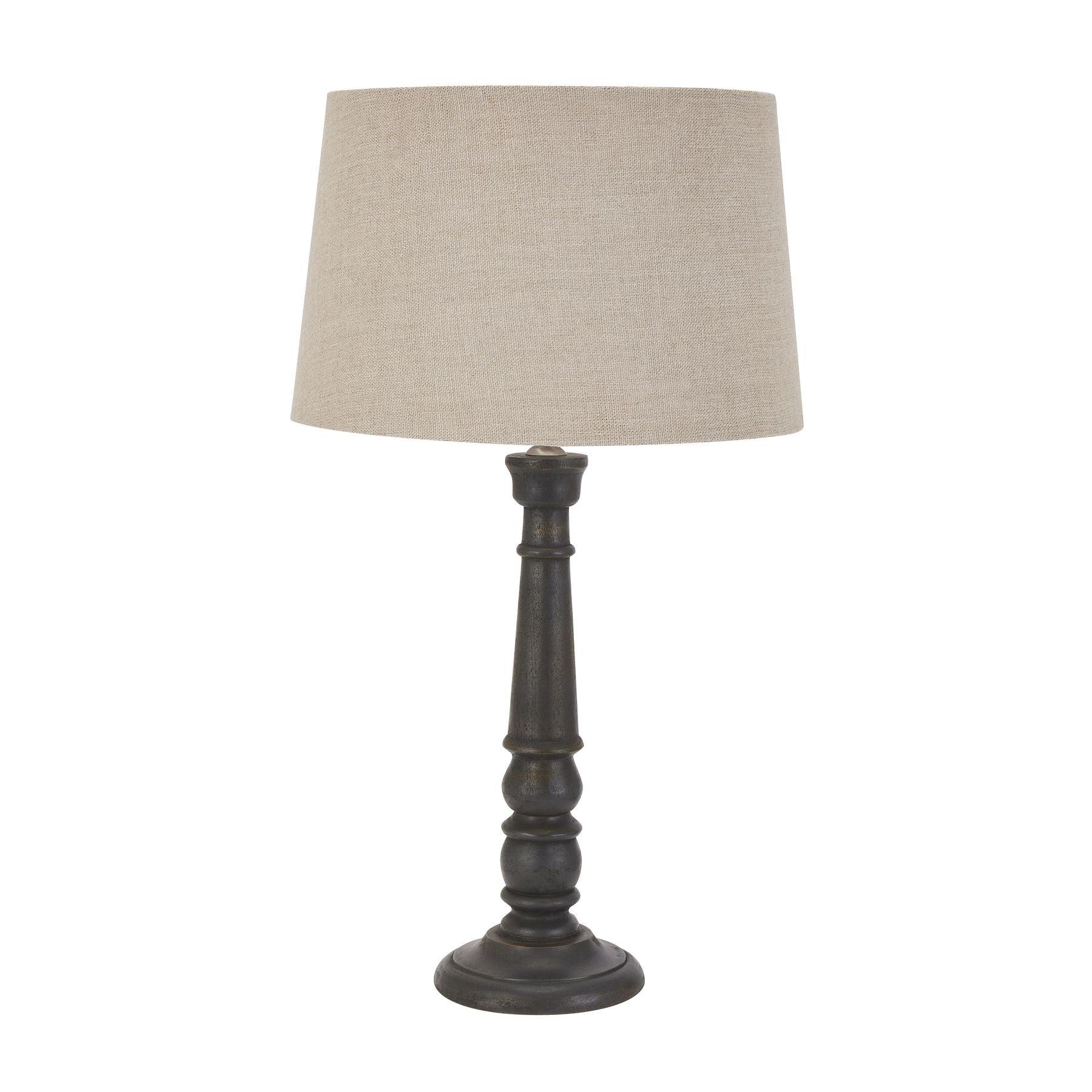 Delaney Grey Bead Candlestick Lamp With Linen Shade - Eudemonia Home Goods