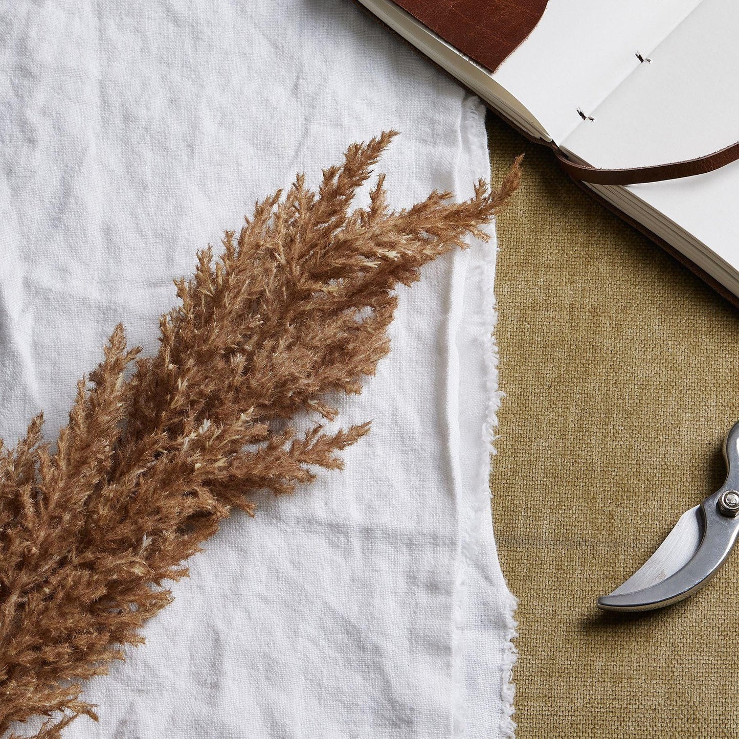 Taupe Faux Dried Pampas Grass Stem - Eudemonia Home Goods