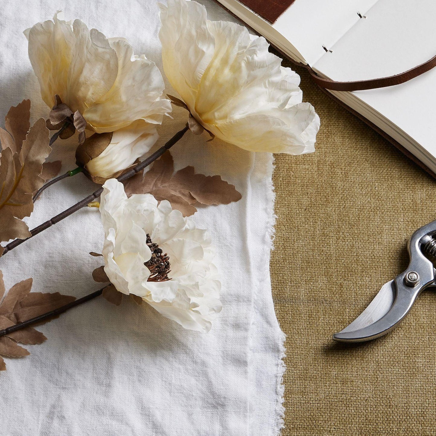 Large White Poppy Stem - Eudemonia Home Goods
