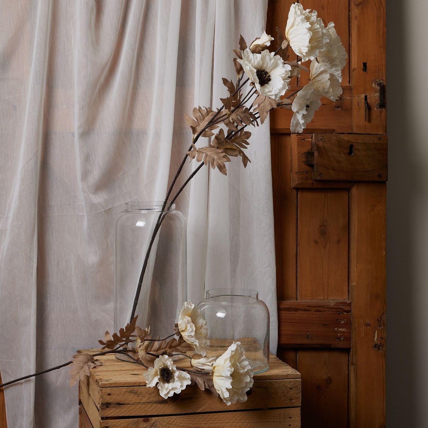 Large White Poppy Stem - Eudemonia Home Goods