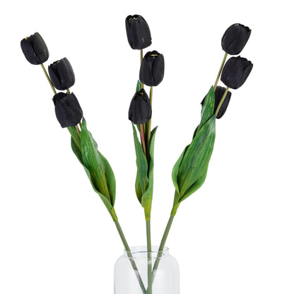 Tall Black Triple Tulip Stem - Eudemonia Home Goods