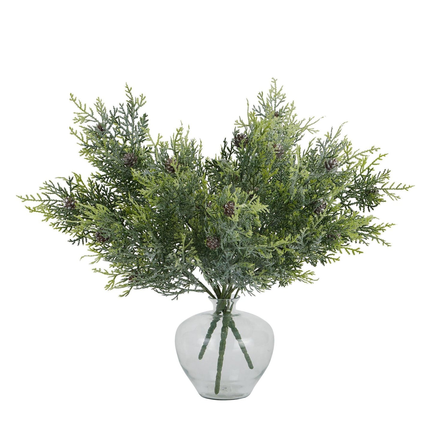 Frosted Pine Spray Stem With Pinecones - Eudemonia Home Goods