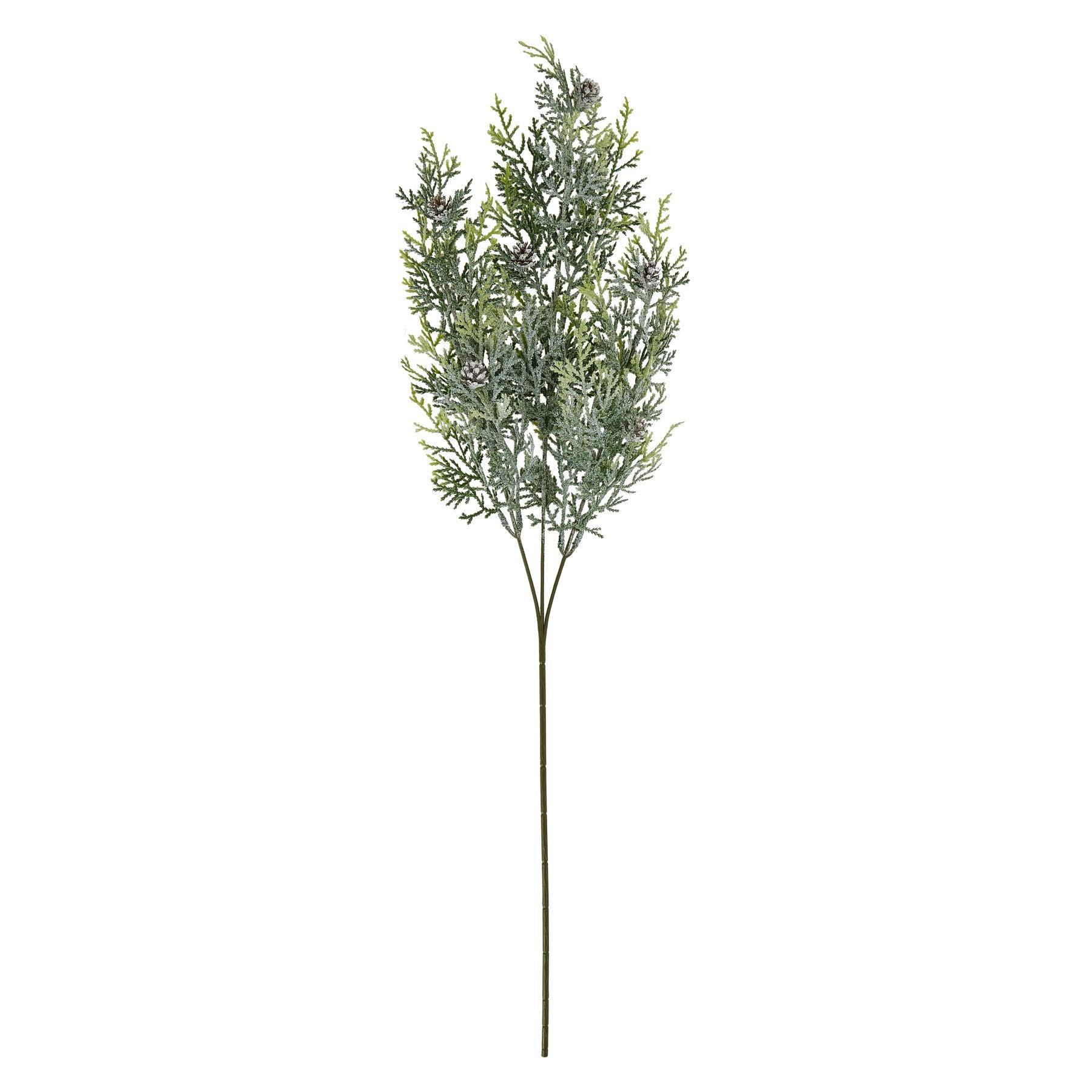 Frosted Pine Tall Stem With Pinecones - Eudemonia Home Goods