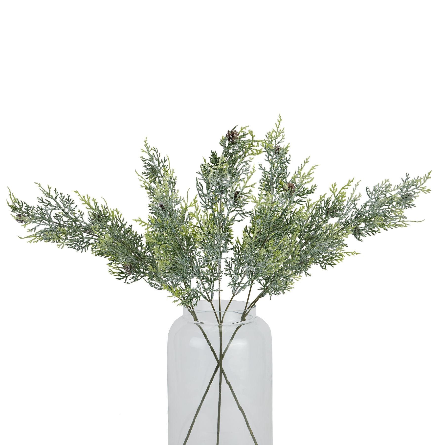 Frosted Pine Tall Stem With Pinecones - Eudemonia Home Goods
