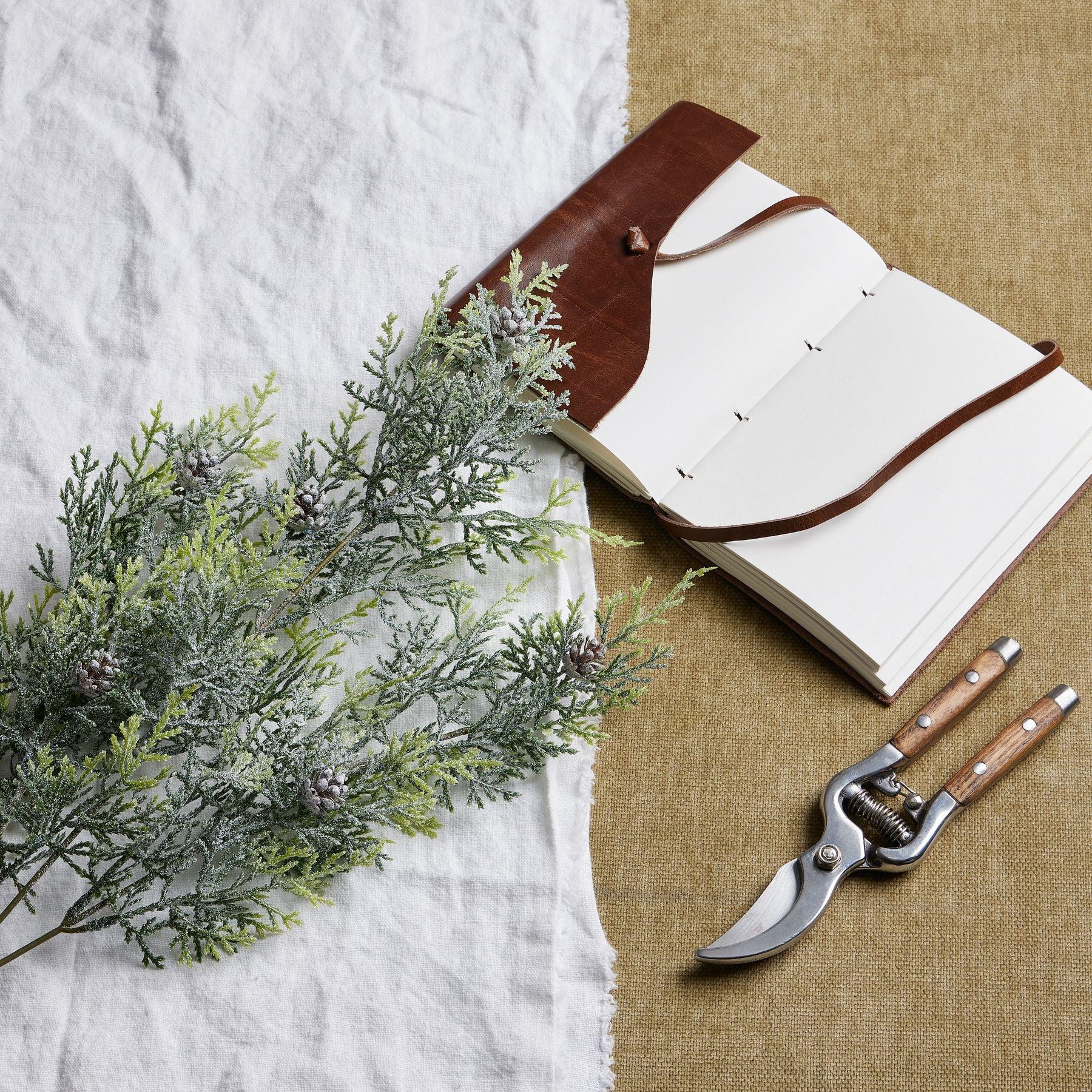 Frosted Pine Tall Stem With Pinecones - Eudemonia Home Goods